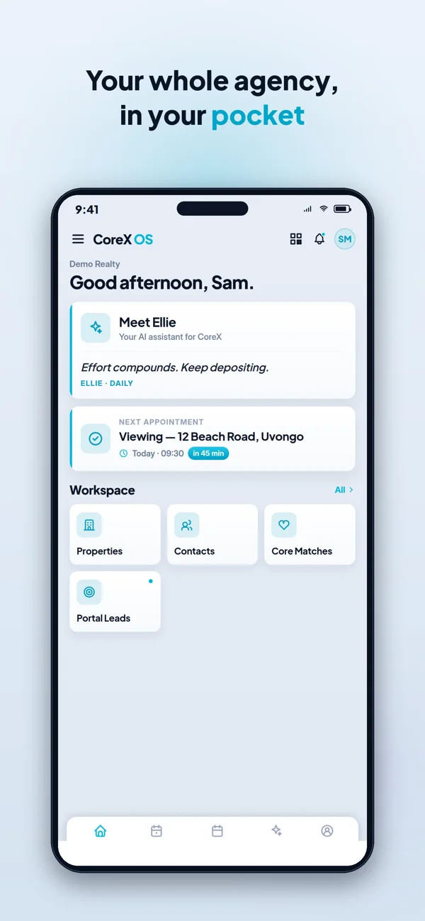 CoreX OS Mobile screen 2